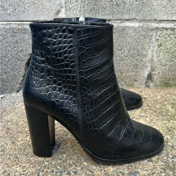 The Kooples ankle bootie WOMENS 5.5 black leather croc embossed georgette boot - Picture 13 of 14
